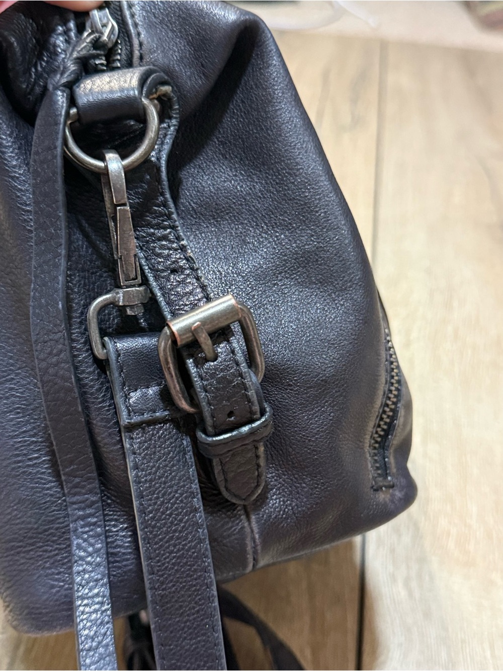 We The Free Baby Emerson Tote Bag Black Leather Crossbody Satchel Boho Moto - Picture 9 of 14